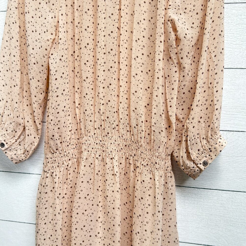 Club Monaco | Silk Star Print Sheer Dress – Romantic Minimalist | Size 12 - Picture 5 of 10